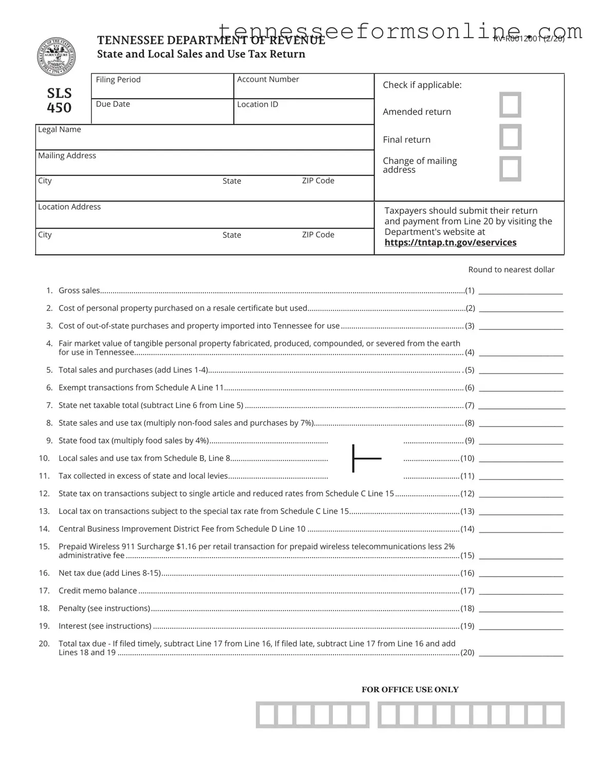 Blank 450 Tennessee PDF Form