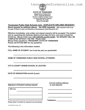 Blank Tennessee Diploma PDF Form