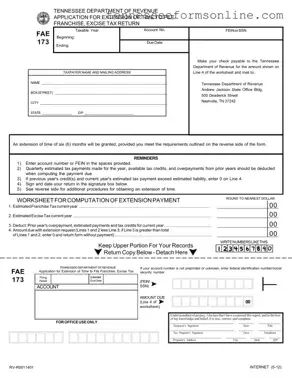 Blank Tennessee Fae 173 PDF Form