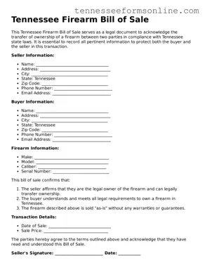  Firearm Bill of Sale Template for Tennessee