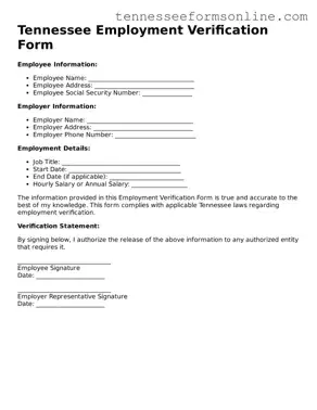  Employment Verification Template for Tennessee