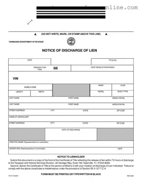 Blank Tennessee Lien Discharge PDF Form