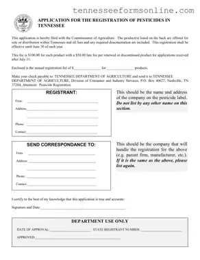 Blank Tennessee Pesticides PDF Form