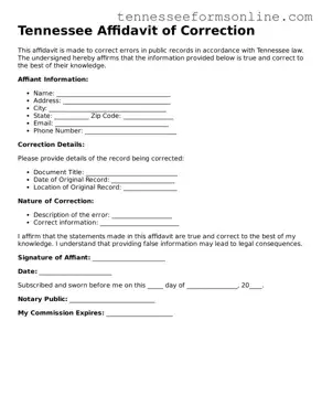  Affidavit of Correction Template for Tennessee