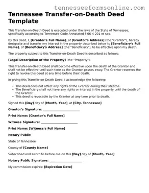  Transfer-on-Death Deed Template for Tennessee