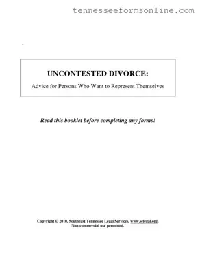 Blank Tennessee Uncontested Divorce PDF Form