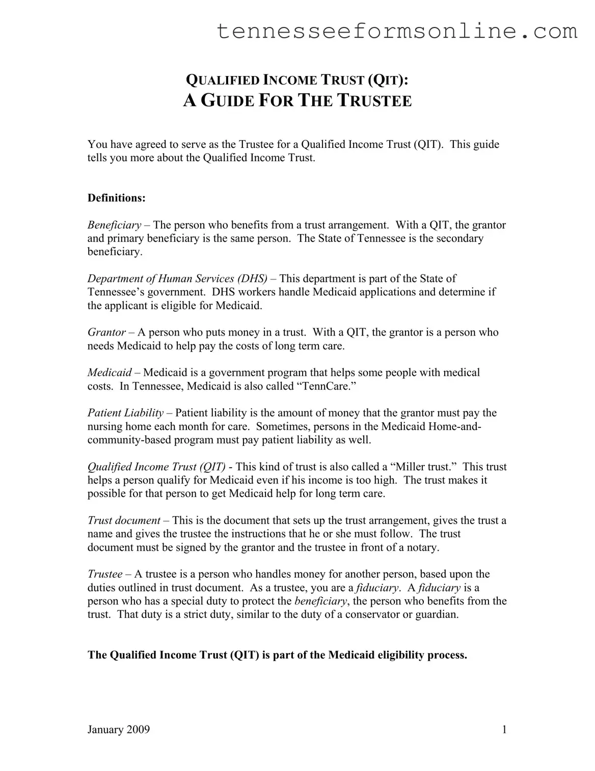 Blank Tennessee Qit PDF Form