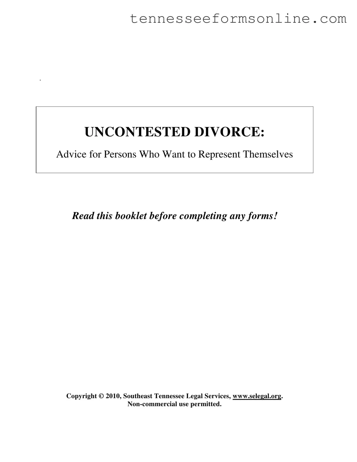 Blank Tennessee Uncontested Divorce PDF Form